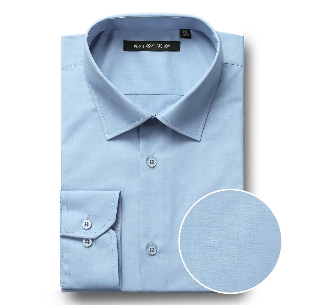 TC646 Sky Blue Men's Classic Fit Long Sleeve Spread Collar Dress Shirt