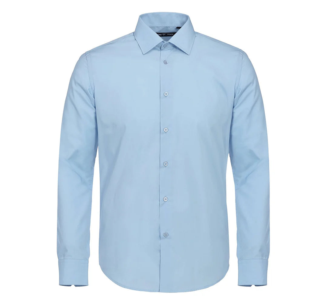 TC646 Sky Blue Men's Classic Fit Long Sleeve Spread Collar Dress Shirt