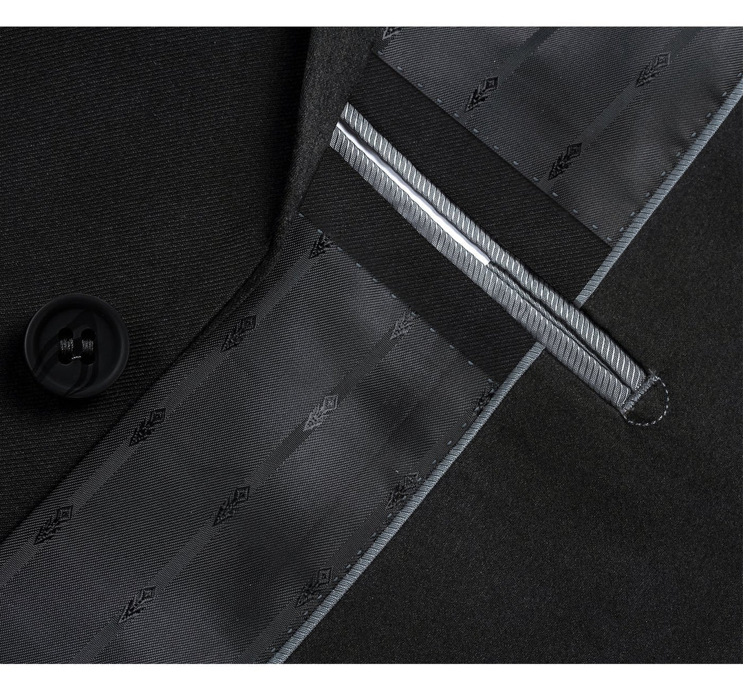 201-1 Black Men's 2-Piece Single Breasted Notch Lapel Suit