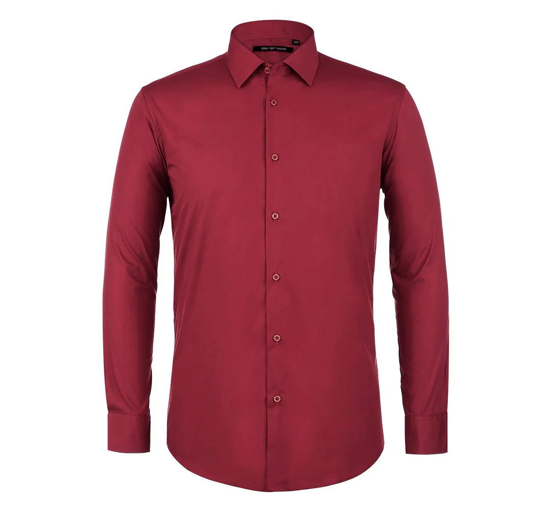TC626 Brick Red Men's Classic Fit Long Sleeve Spread Collar Dress Shirt