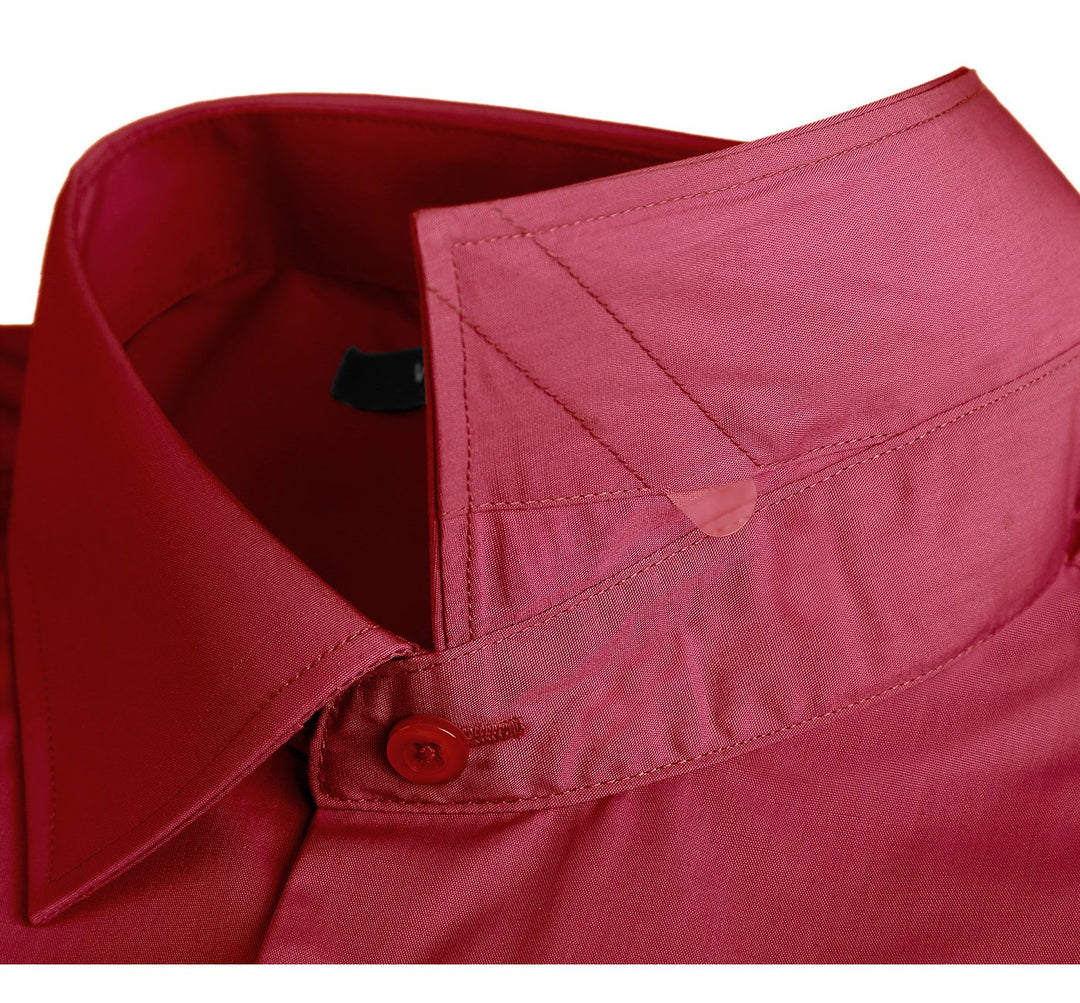 TC626 Brick Red Men's Classic Fit Long Sleeve Spread Collar Dress Shirt