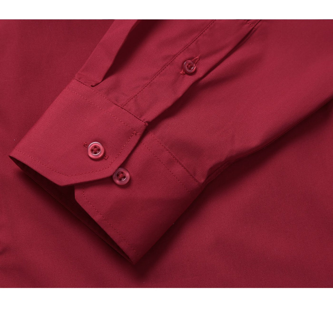 TC626 Brick Red Men's Classic Fit Long Sleeve Spread Collar Dress Shirt