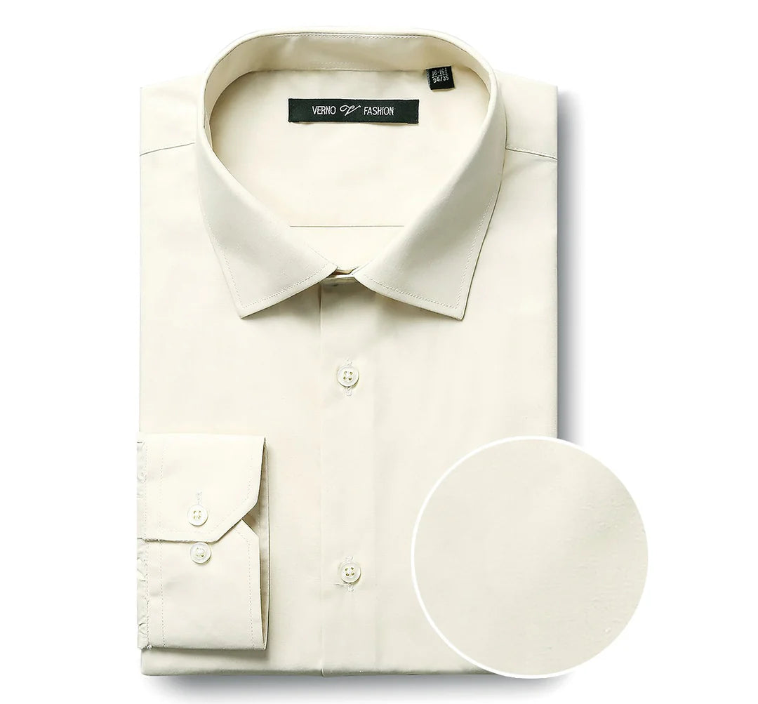 TC645 Ivory Men's Classic Fit Long Sleeve Spread Collar Dress Shirt