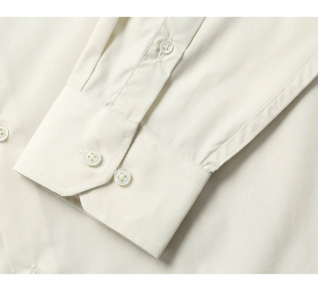 TC645 Ivory Men's Classic Fit Long Sleeve Spread Collar Dress Shirt