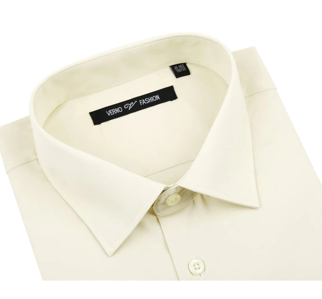 TC645 Ivory Men's Classic Fit Long Sleeve Spread Collar Dress Shirt