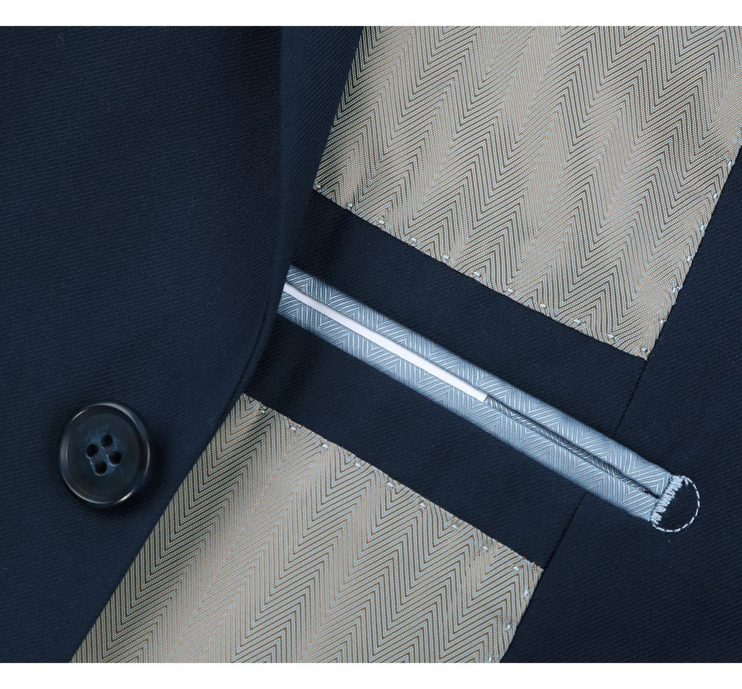 201-19 Navy Blue Men's 2-Piece Single Breasted Notch Lapel Suit