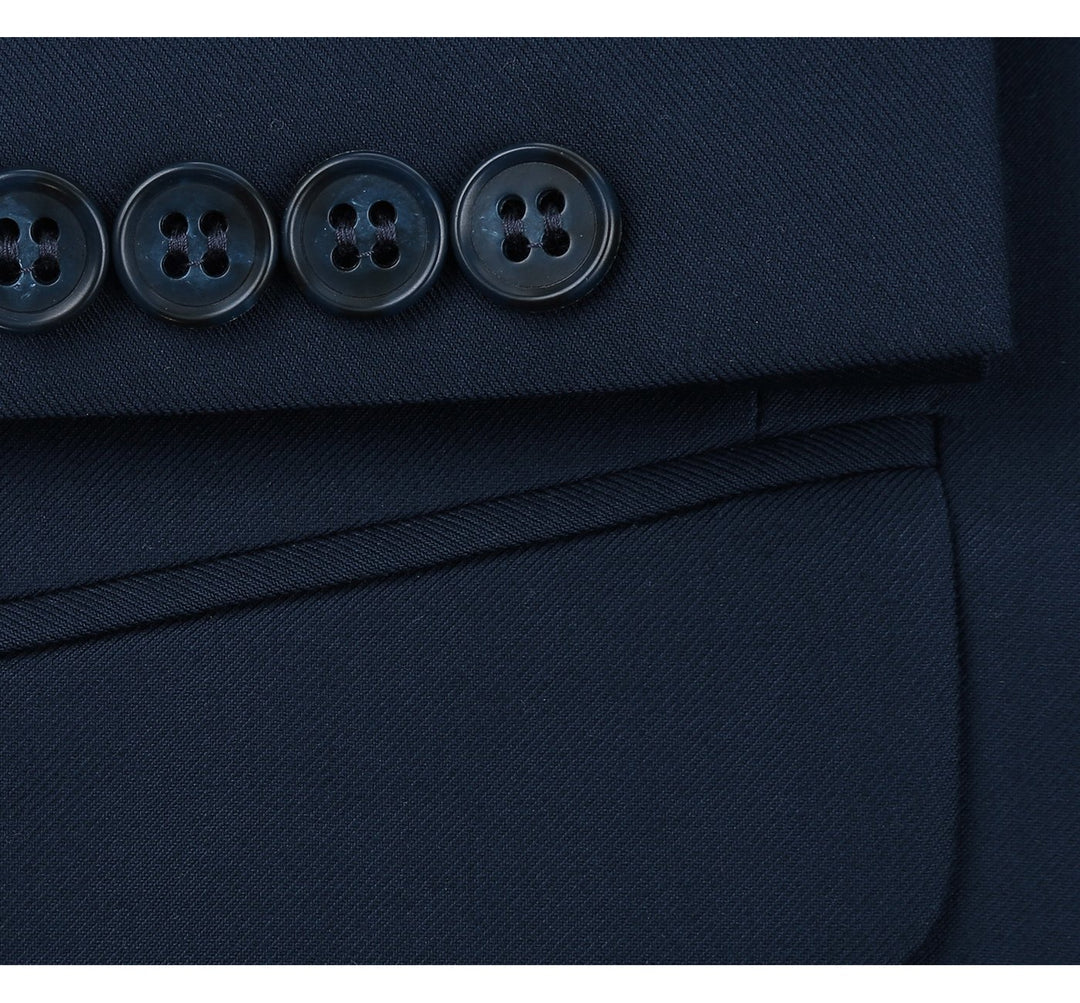 201-19 Navy Blue Men's 2-Piece Single Breasted Notch Lapel Suit