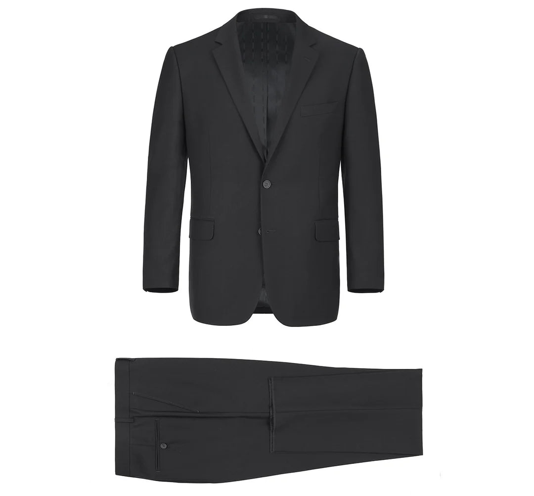 201-1 Black Men's 2-Piece Single Breasted Notch Lapel Suit
